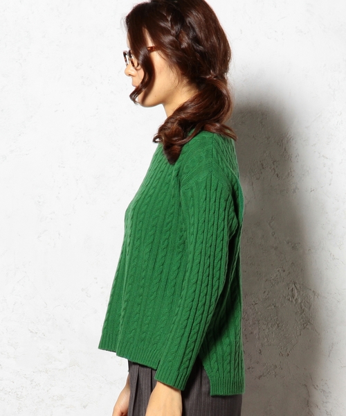 green label relaxing(グリーンレーベルリラクシング)の「GC W/CA CABLE C/N POニット(ニット/セーター・レディース・オフホワイト/グレー/ケリー/ネイビー・フリー)」の9枚目の写真