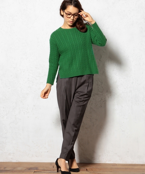 green label relaxing(グリーンレーベルリラクシング)の「GC W/CA CABLE C/N POニット(ニット/セーター・レディース・オフホワイト/グレー/ケリー/ネイビー・フリー)」の10枚目の写真
