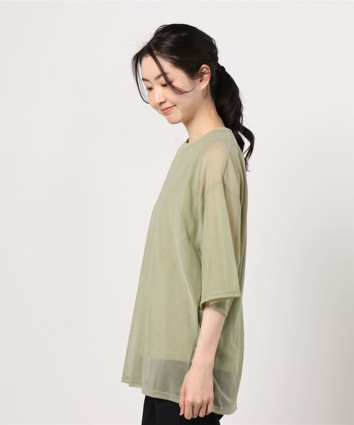 CLANE（クラネ）の「LAYERED SHEER TOPS（シャツ/ブラウス・レディース・ブラック/アイボリー系/ミント・01/02）」の4枚目の写真
