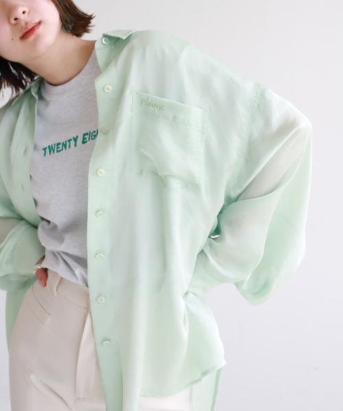 SLOBE citron.(スローブシトロン)の「SLOBE citron. Funny サテンシャツ【手洗い可能】◆(シャツ/ブラウス・レディース・ピンク/グリーン/アイボリー・FREE)」の3枚目の写真