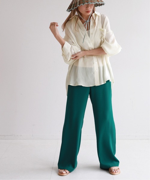 SLOBE citron.(スローブシトロン)の「SLOBE citron. Funny サテンシャツ【手洗い可能】◆(シャツ/ブラウス・レディース・ピンク/グリーン/アイボリー・FREE)」の7枚目の写真