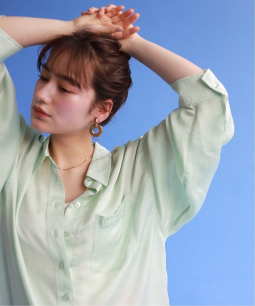 SLOBE citron.(スローブシトロン)の「SLOBE citron. Funny サテンシャツ【手洗い可能】◆(シャツ/ブラウス・レディース・ピンク/グリーン/アイボリー・FREE)」の19枚目の写真