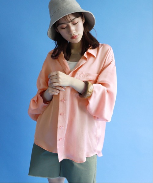 SLOBE citron.(スローブシトロン)の「SLOBE citron. Funny サテンシャツ【手洗い可能】◆(シャツ/ブラウス・レディース・ピンク/グリーン/アイボリー・FREE)」の22枚目の写真