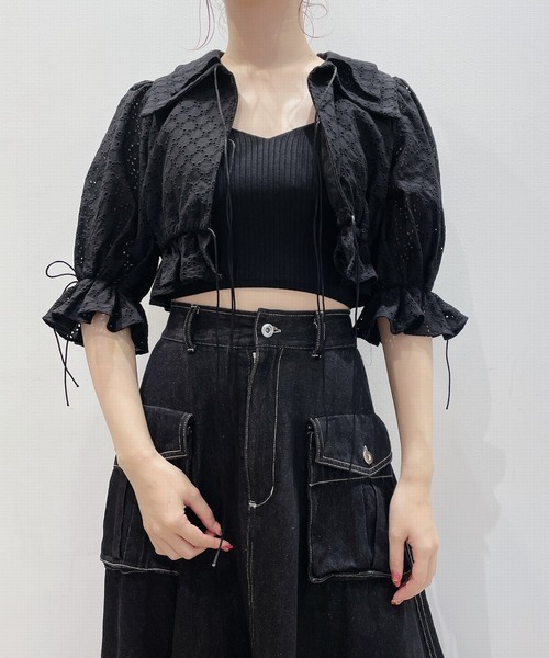 lilLilly(リルリリー)の「コットンレーブラウス(Tシャツ/カットソー・レディース・ホワイト/ブラック/ブルー・FREE)」の8枚目の写真