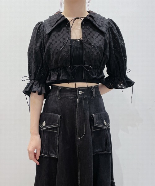 lilLilly(リルリリー)の「コットンレーブラウス(Tシャツ/カットソー・レディース・ホワイト/ブラック/ブルー・FREE)」の9枚目の写真