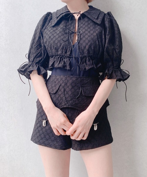 lilLilly(リルリリー)の「コットンレーブラウス(Tシャツ/カットソー・レディース・ホワイト/ブラック/ブルー・FREE)」の11枚目の写真