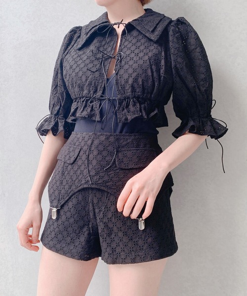 lilLilly(リルリリー)の「コットンレーブラウス(Tシャツ/カットソー・レディース・ホワイト/ブラック/ブルー・FREE)」の12枚目の写真