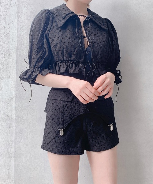 lilLilly(リルリリー)の「コットンレーブラウス(Tシャツ/カットソー・レディース・ホワイト/ブラック/ブルー・FREE)」の13枚目の写真