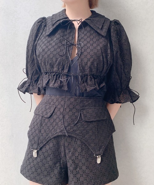 lilLilly(リルリリー)の「コットンレーブラウス(Tシャツ/カットソー・レディース・ホワイト/ブラック/ブルー・FREE)」の14枚目の写真