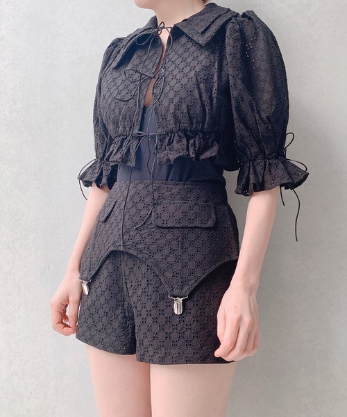 lilLilly(リルリリー)の「コットンレーブラウス(Tシャツ/カットソー・レディース・ホワイト/ブラック/ブルー・FREE)」の15枚目の写真