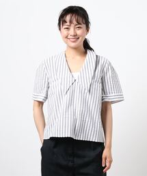 slobe iena シアーストライプシャツ【洗濯機洗い】 ブラウン　シャツ シアーストライプシャツ（シャツ／ブラウス）｜SLOBE IENA