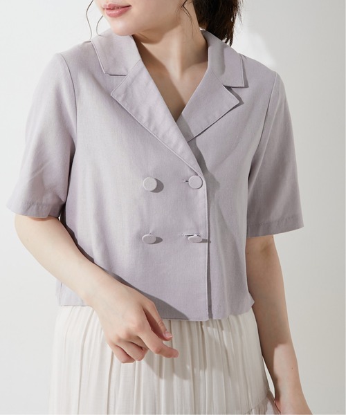 OLIVE des OLIVE（オリーブデオリーブ）の「印象ムテキダブル開襟シャツ（シャツ/ブラウス・レディース・オフホワイト/ブラウン/ライトグレー/ライトブラウン・FREE）」の3枚目の写真