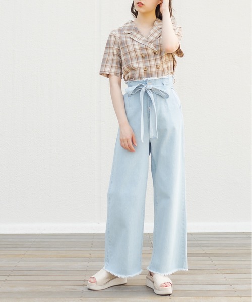 OLIVE des OLIVE（オリーブデオリーブ）の「印象ムテキダブル開襟シャツ（シャツ/ブラウス・レディース・オフホワイト/ブラウン/ライトグレー/ライトブラウン・FREE）」の12枚目の写真