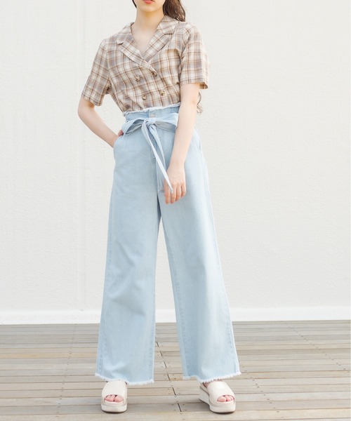 OLIVE des OLIVE（オリーブデオリーブ）の「印象ムテキダブル開襟シャツ（シャツ/ブラウス・レディース・オフホワイト/ブラウン/ライトグレー/ライトブラウン・FREE）」の13枚目の写真