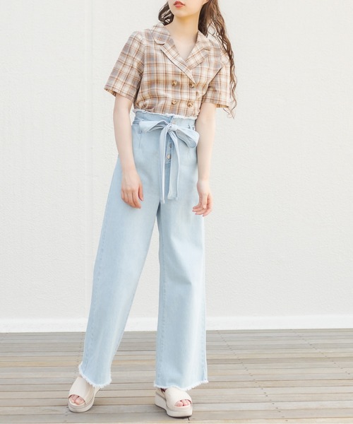 OLIVE des OLIVE（オリーブデオリーブ）の「印象ムテキダブル開襟シャツ（シャツ/ブラウス・レディース・オフホワイト/ブラウン/ライトグレー/ライトブラウン・FREE）」の15枚目の写真