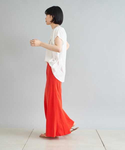 DouDou（ドゥドゥ）の「MARSELLA ロゴT（Tシャツ/カットソー・レディース・チャコールグレー/ベージュ/オフホワイト・FREE）」の14枚目の写真