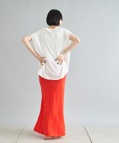 DouDou（ドゥドゥ）の「MARSELLA ロゴT（Tシャツ/カットソー・レディース・チャコールグレー/ベージュ/オフホワイト・FREE）」の16枚目の写真