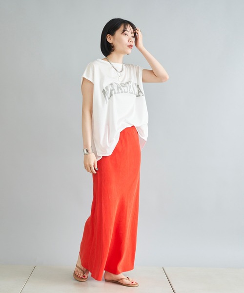 DouDou（ドゥドゥ）の「MARSELLA ロゴT（Tシャツ/カットソー・レディース・チャコールグレー/ベージュ/オフホワイト・FREE）」の18枚目の写真