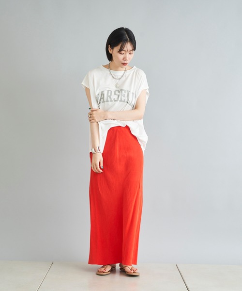 DouDou（ドゥドゥ）の「MARSELLA ロゴT（Tシャツ/カットソー・レディース・チャコールグレー/ベージュ/オフホワイト・FREE）」の19枚目の写真