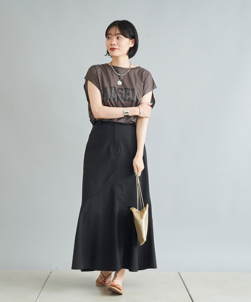 DouDou（ドゥドゥ）の「MARSELLA ロゴT（Tシャツ/カットソー・レディース・チャコールグレー/ベージュ/オフホワイト・FREE）」の7枚目の写真