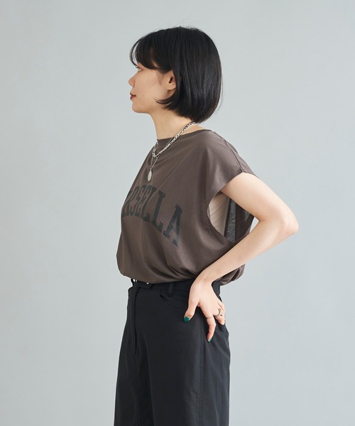 DouDou（ドゥドゥ）の「MARSELLA ロゴT（Tシャツ/カットソー・レディース・チャコールグレー/ベージュ/オフホワイト・FREE）」の10枚目の写真