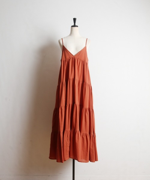ティアードキャミワンピース 赤 Alley by w closet フリルティアードキャミワンピース 赤