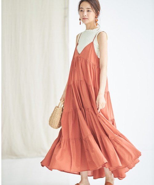 ティアードキャミワンピース 赤 Happy John（ハッピージョン）の「tiered cami onepiece/ティアード