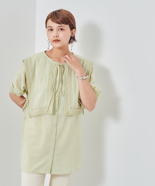 cepo（セポ）の「付け襟フラップマルチブラウス（シャツ/ブラウス・レディース・ブラック/オフホワイト/イエロー・M）」の3枚目の写真