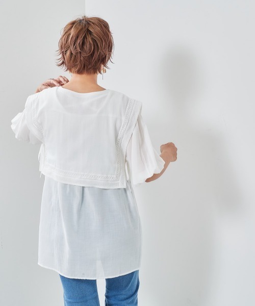 cepo（セポ）の「付け襟フラップマルチブラウス（シャツ/ブラウス・レディース・ブラック/オフホワイト/イエロー・M）」の6枚目の写真