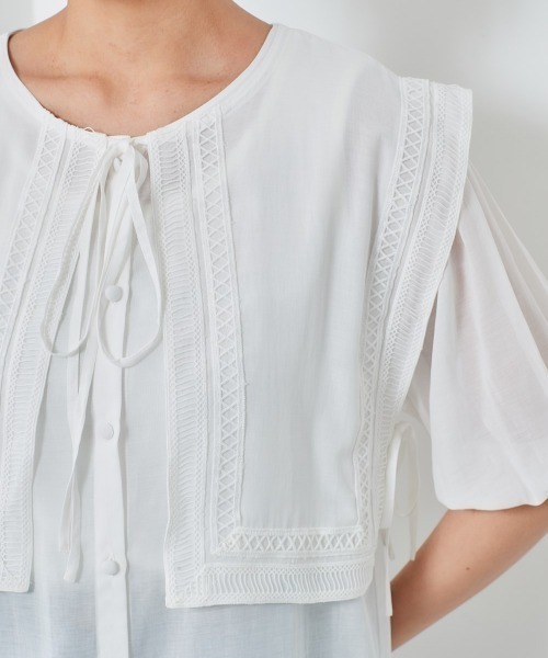 cepo（セポ）の「付け襟フラップマルチブラウス（シャツ/ブラウス・レディース・ブラック/オフホワイト/イエロー・M）」の9枚目の写真