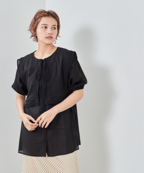 cepo（セポ）の「付け襟フラップマルチブラウス（シャツ/ブラウス・レディース・ブラック/オフホワイト/イエロー・M）」の14枚目の写真