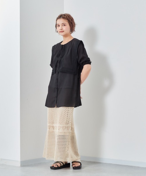 cepo（セポ）の「付け襟フラップマルチブラウス（シャツ/ブラウス・レディース・ブラック/オフホワイト/イエロー・M）」の19枚目の写真