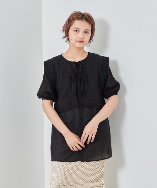 cepo（セポ）の「付け襟フラップマルチブラウス（シャツ/ブラウス・レディース・ブラック/オフホワイト/イエロー・M）」の13枚目の写真