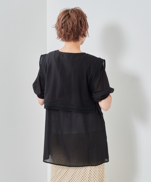 cepo（セポ）の「付け襟フラップマルチブラウス（シャツ/ブラウス・レディース・ブラック/オフホワイト/イエロー・M）」の16枚目の写真