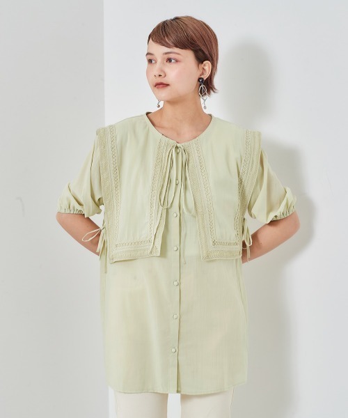 cepo（セポ）の「付け襟フラップマルチブラウス（シャツ/ブラウス・レディース・ブラック/オフホワイト/イエロー・M）」の21枚目の写真