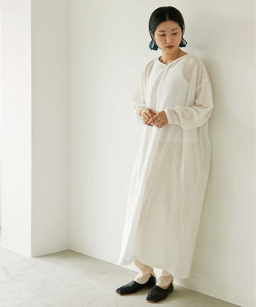 nitca（ニトカ）の「C/Cu/Liローン 平面オーバーワンピース（ワンピース・レディース・ホワイト/ベージュ/チャコールグレー/ブルー・FREE）」の5枚目の写真