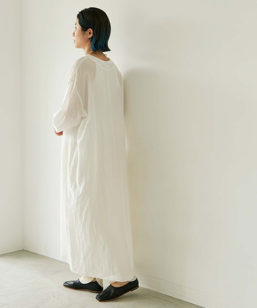 nitca（ニトカ）の「C/Cu/Liローン 平面オーバーワンピース（ワンピース・レディース・ホワイト/ベージュ/チャコールグレー/ブルー・FREE）」の7枚目の写真