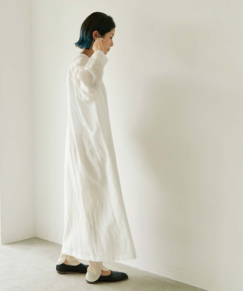 nitca（ニトカ）の「C/Cu/Liローン 平面オーバーワンピース（ワンピース・レディース・ホワイト/ベージュ/チャコールグレー/ブルー・FREE）」の9枚目の写真