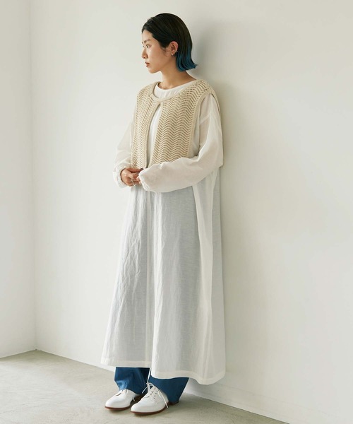 nitca（ニトカ）の「C/Cu/Liローン 平面オーバーワンピース（ワンピース・レディース・ホワイト/ベージュ/チャコールグレー/ブルー・FREE）」の16枚目の写真