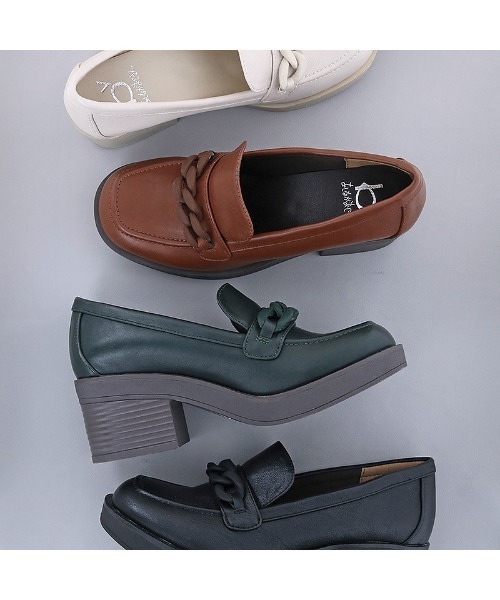 byあしながおじさん（バイアシナガオジサン）の「厚底ローファーパンプス　-8980615（ローファー・レディース・グリーン/アイボリー/ブラック/ブラウン・23.0cm/23.5cm/24.5cm/24.0cm/22.5cm）」の5枚目の写真