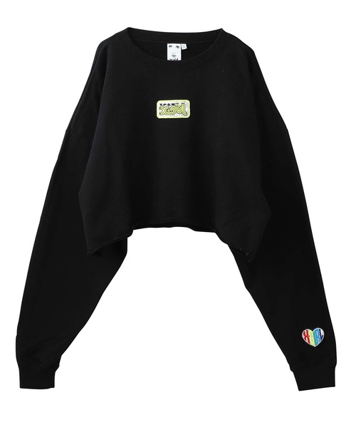 X-girl(エックスガール)の「PRISM PATCH CROPPED CREW SWEAT TOP(スウェット・レディース・ベージュ/ブラック/アッシュ/ライトブルー・S/M)」の19枚目の写真
