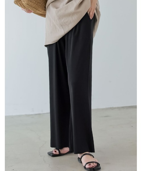 Re:EDIT（リエディ）の「リブカットカラーリラックスパンツ（その他パンツ・レディース・アイボリー/ブラック/ブルー/ブラウン/ベージュ/パープル・SMALL/LARGE/MEDIUM）」の3枚目の写真