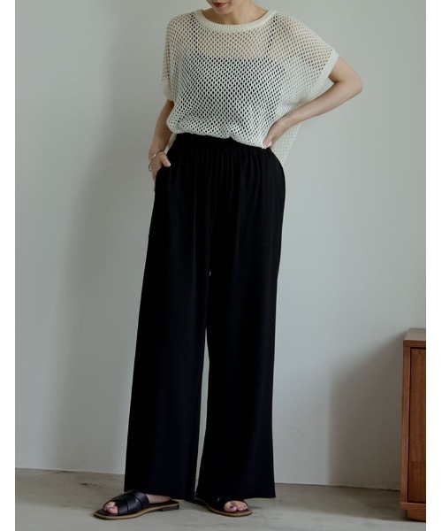 Re:EDIT（リエディ）の「リブカットカラーリラックスパンツ（その他パンツ・レディース・アイボリー/ブラック/ブルー/ブラウン/ベージュ/パープル・SMALL/LARGE/MEDIUM）」の11枚目の写真