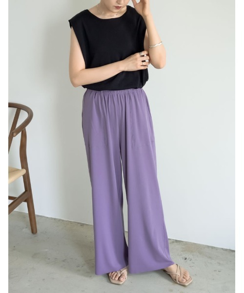 Re:EDIT（リエディ）の「リブカットカラーリラックスパンツ（その他パンツ・レディース・アイボリー/ブラック/ブルー/ブラウン/ベージュ/パープル・SMALL/LARGE/MEDIUM）」の18枚目の写真