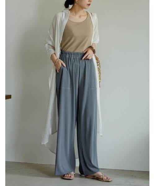 Re:EDIT（リエディ）の「リブカットカラーリラックスパンツ（その他パンツ・レディース・アイボリー/ブラック/ブルー/ブラウン/ベージュ/パープル・SMALL/LARGE/MEDIUM）」の13枚目の写真