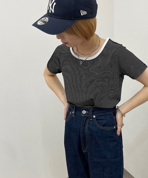 apres jour mignon(アプレジュールミニョン)の「ボーダーTシャツ【ZOZOTOWN限定アイテム】(Tシャツ/カットソー・レディース・ホワイト系その他/ブラック系その他・フリー/X-LARGE)」の10枚目の写真