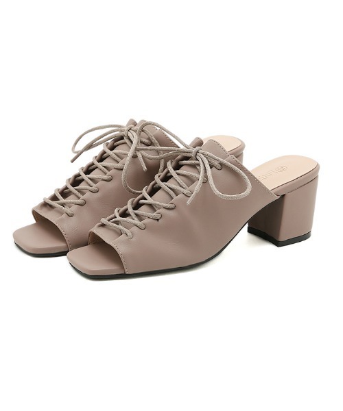 Futier land（フューティアランド）の「オープントゥレースアップサボ（サンダル・レディース・ライトベージュ/アイボリー/モカ・37/39/36/38/40）」の14枚目の写真