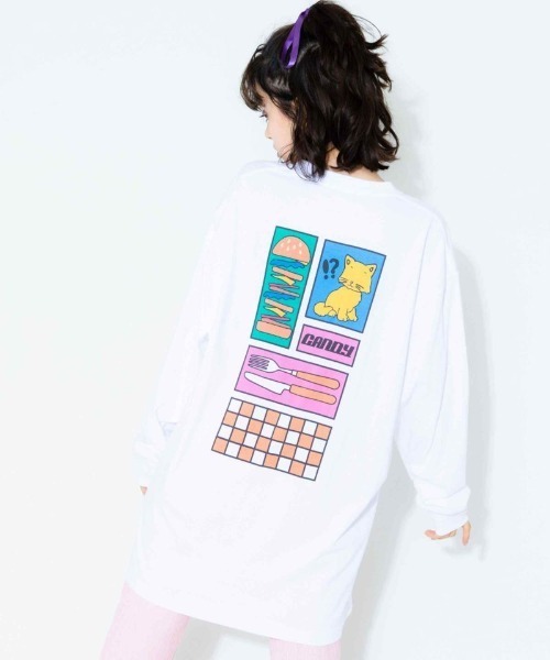 Candy Stripper（キャンディストリッパー）の「LUNCH TIME ロングスリーブTシャツ（Tシャツ/カットソー・レディース・ブラック/オフホワイト・2）」の3枚目の写真