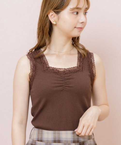 flower（フラワー）の「ワイドレースキャミ（キャミソール・レディース・ブラウン/アイボリー・FREE）」の9枚目の写真