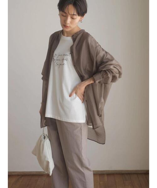 AMERICAN HOLIC（アメリカンホリック）の「シアーバンドカラーシャツ（シャツ/ブラウス・レディース・カーキ/ストライプ/ブラウン/アイボリー・L/M）」の16枚目の写真